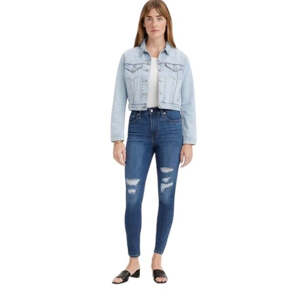 Levi's 721 High Rise Skinny Ankle Distressed Size 4 W 27 - Picture 1 of 9